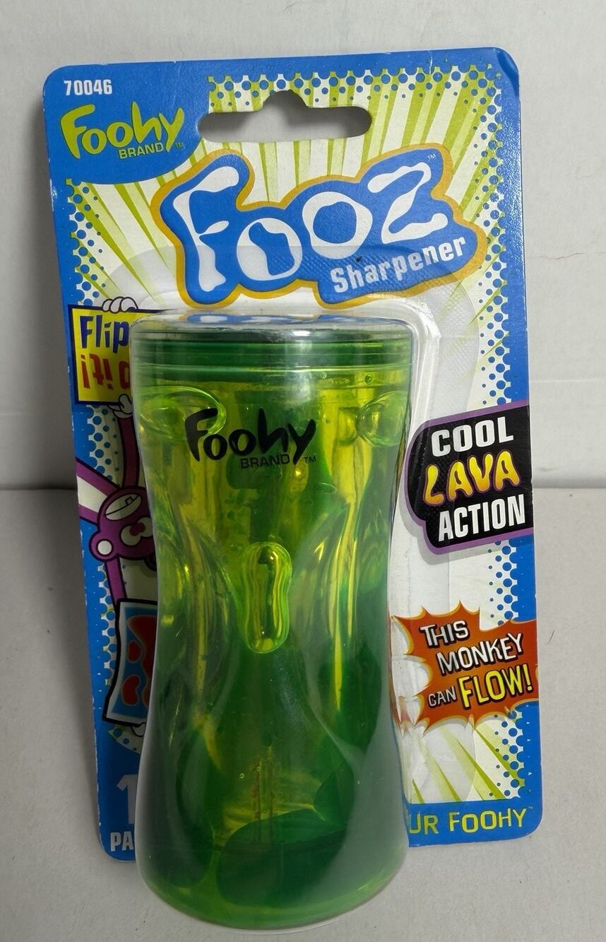 Foohy Fooz rare vintage hand Held Pencil Sharpener Lava Action Green 2001